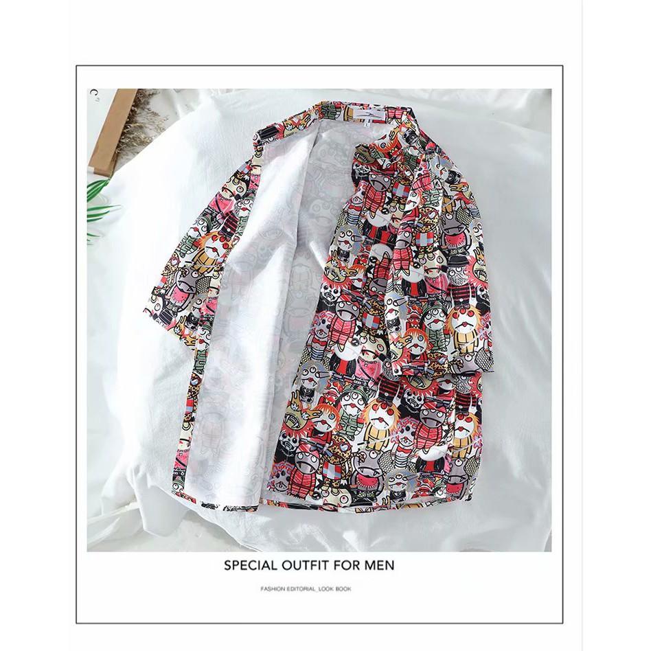 Áo sơ mi ngắn tay in họa tiết hoạt hình thời trang dành cho nam