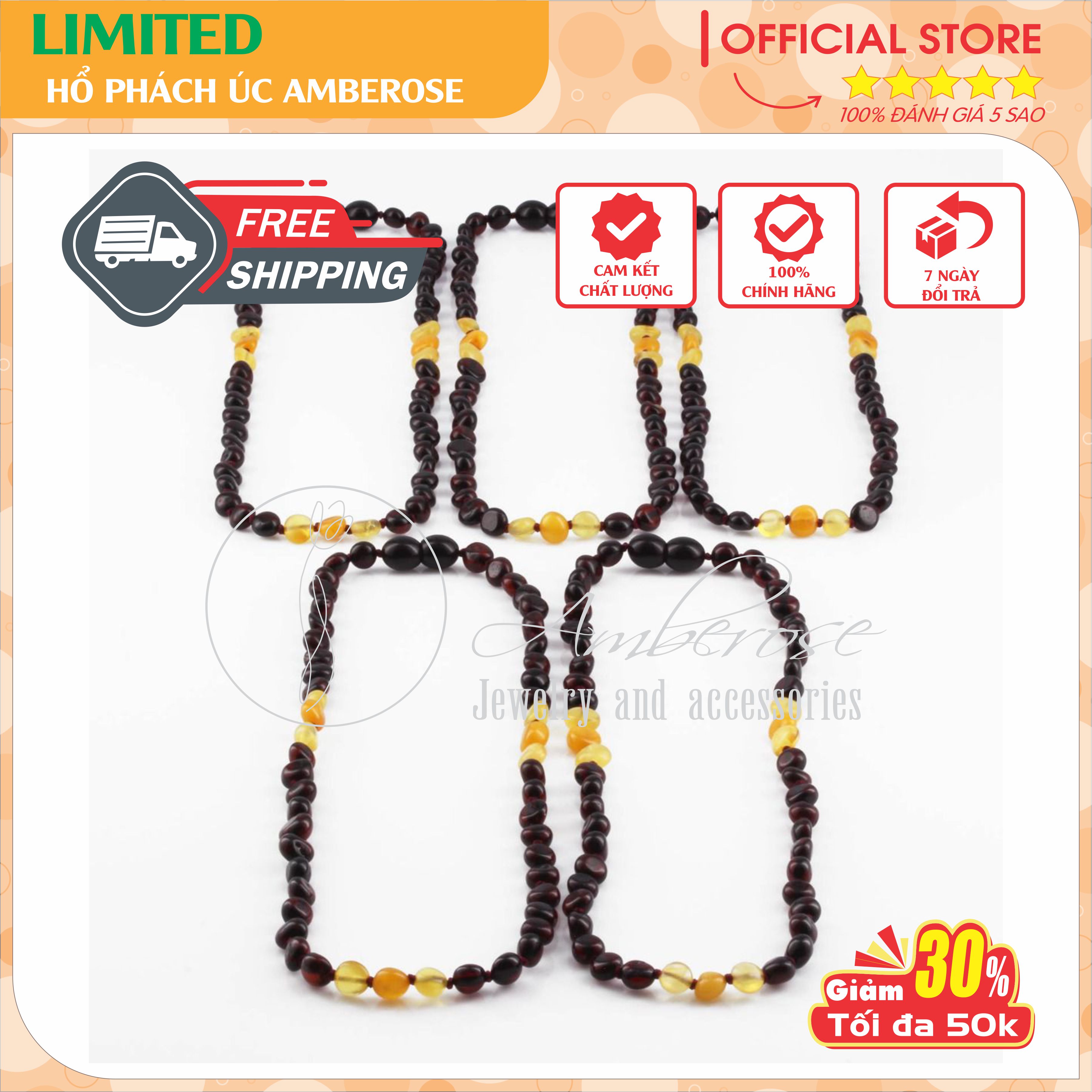 Vòng Cổ Hổ Phách Amber Úc Cho Bé 0 - 10 tuổi VCABLMT138