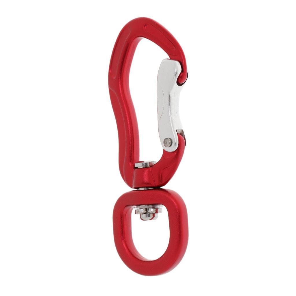 2 Pieces 400KG High Strength Swivel Eye Snap Hook Carabiner Keychain Red Black