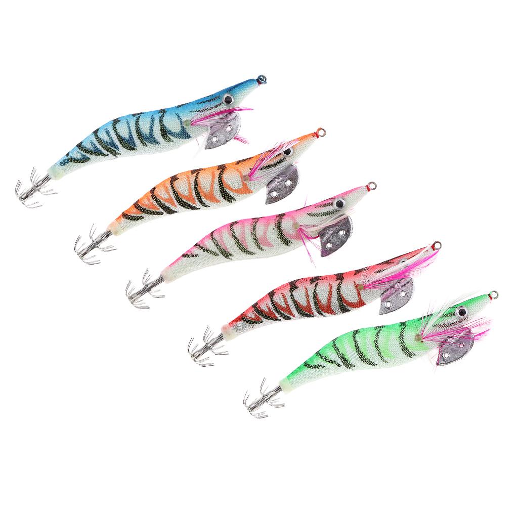 5x Artificial Shrimp Fishing Lures Sea Lures Bait Fishing Jigs Luminous Tail