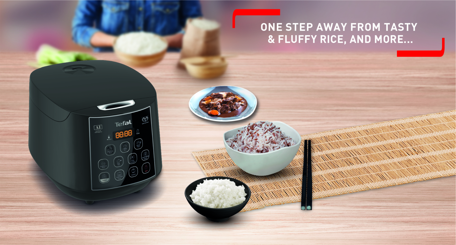 Nồi cơm điện tử Tefal - 1.8L - Thương hiệu Pháp - RK736B68- Hàng chính hãng