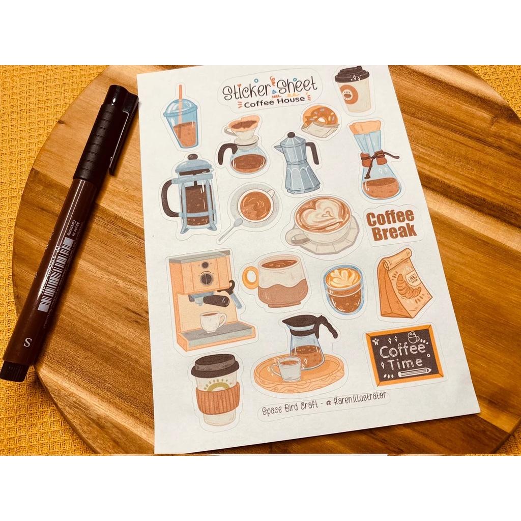 sticker sheet coffee house - chuyên dán, trang trí sổ nhật kí, sổ tay | Bullet journal sticker - unim001