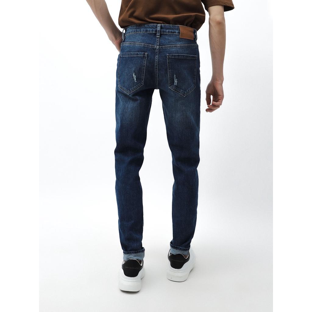 QUẦN JEAN xanh nhạt wash rách DF form slimfit - RIPPED JEAN WASH DF BLUE 230209 | LASTORE MENSWEAR