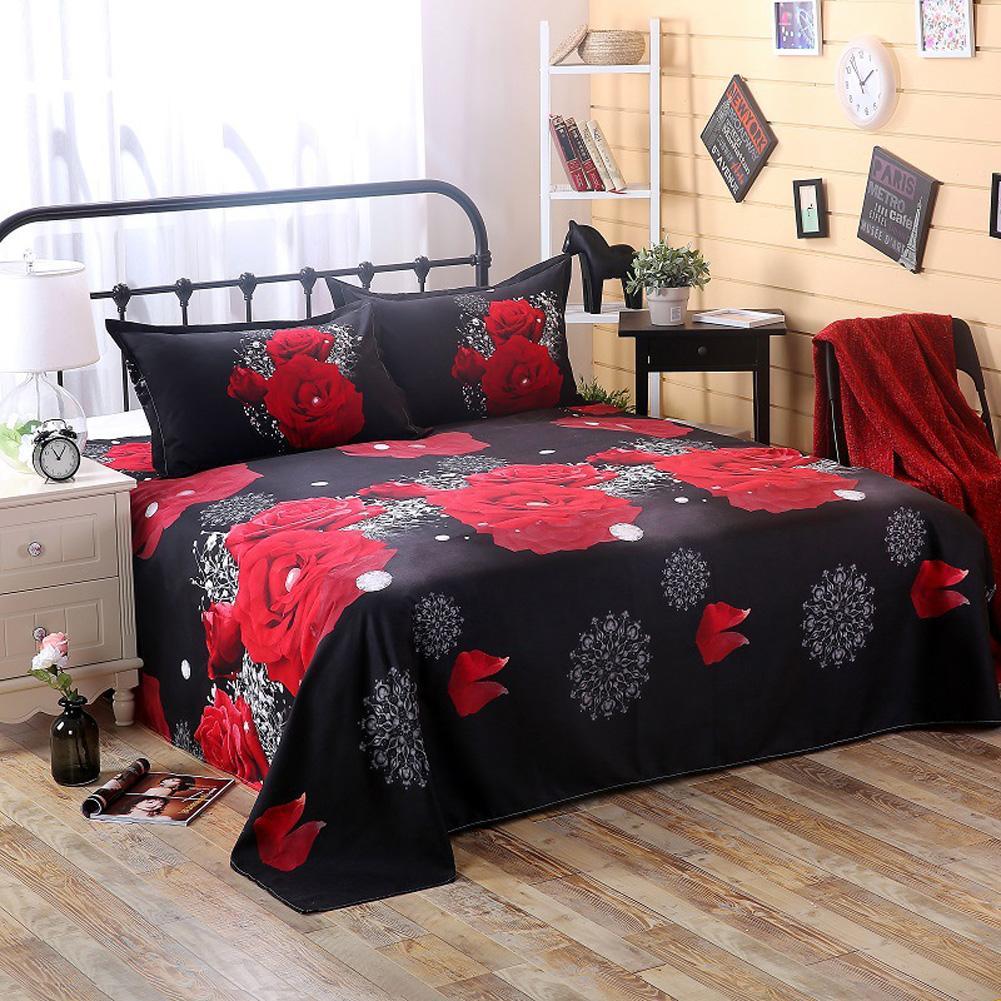 3 Tấm Bộ 3D In Hình Polyester Chăn Ga Gối Đệm Thiết Kế Hoa Chăn Ga Gối Phẳng 1 Cái Tờ: 230*230Cm, 2psc Vỏ Gối Nằm: 50*70Cm