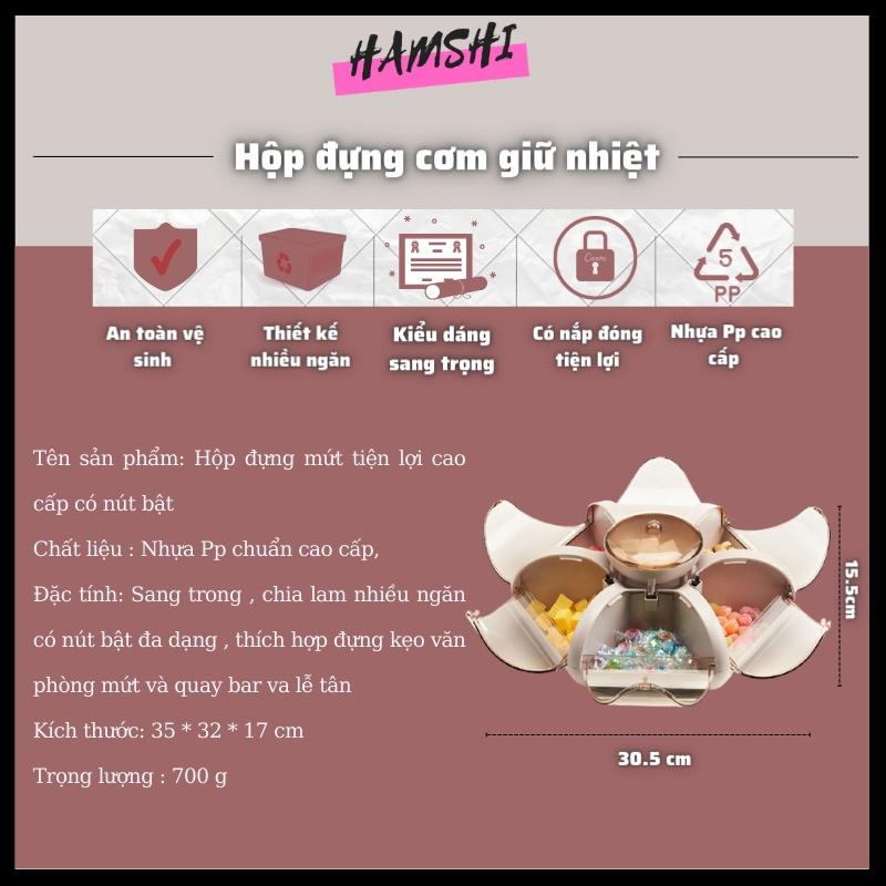 Khay đựng mứt tết có nút bật tiên lợi cao cấp HAMSHI SHOP KAY01