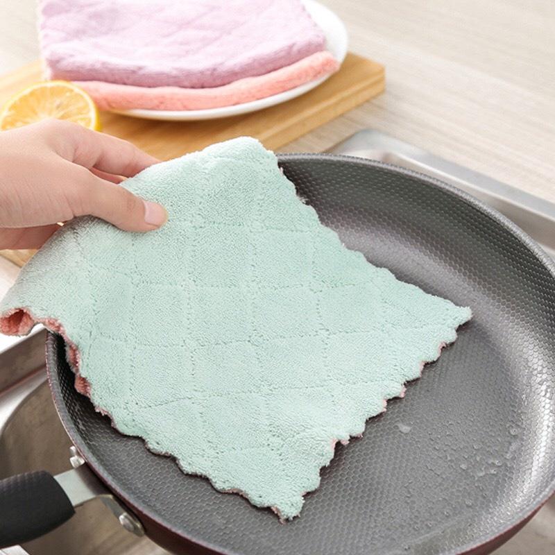 Sét 5 khăn lau đa năng 2 mặt siêu thấm, mềm mại không phai màu