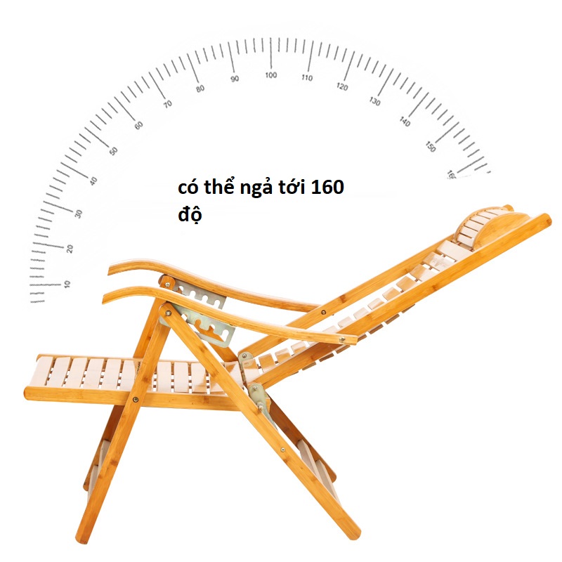 Gd470 Ghế bập bênh bằng tre gấp gọn thư giãn tựa lưng-kèm mát xa chân