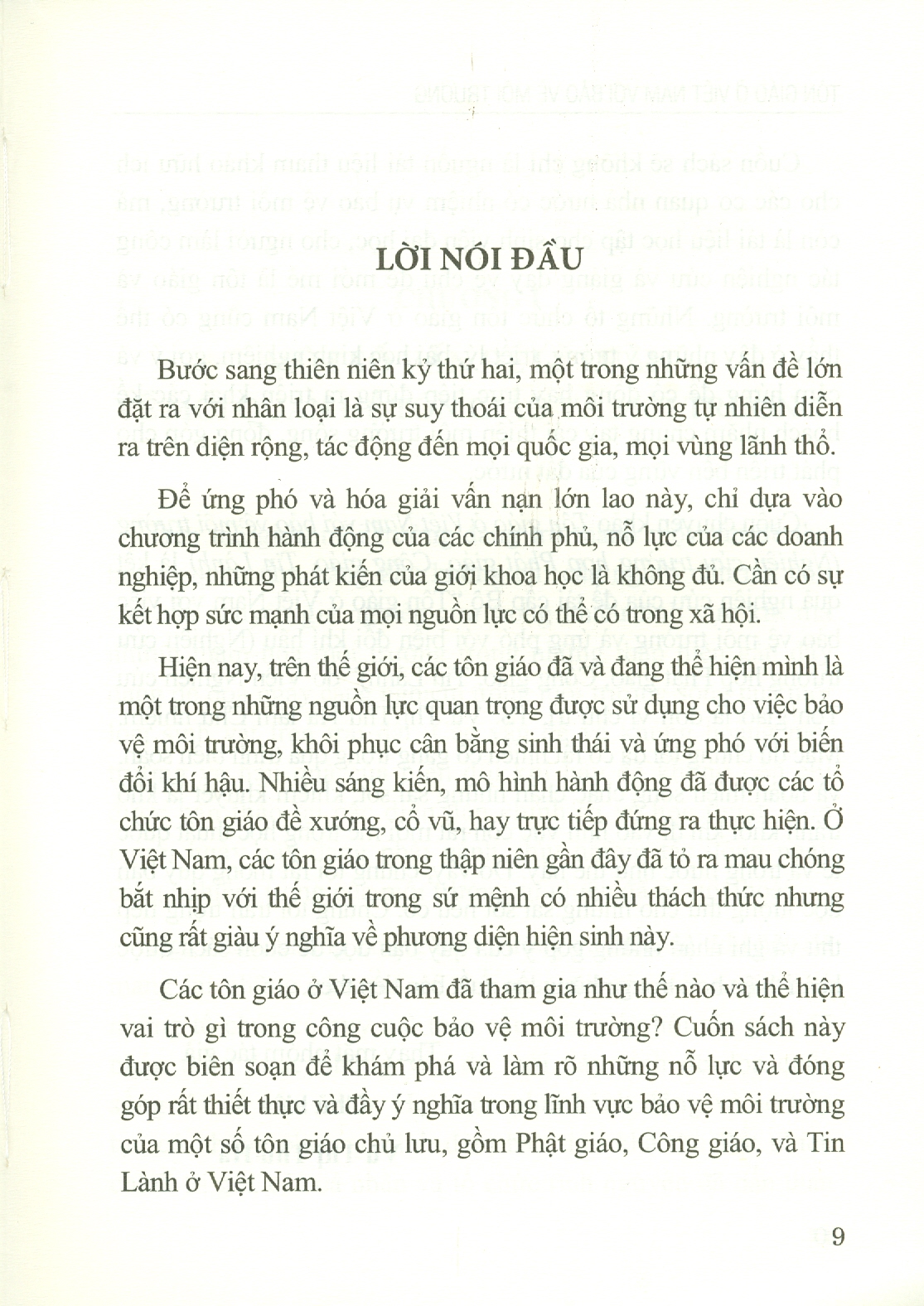 Tôn Giáo Ở Việt Nam Với Bảo Vệ Môi Trường (Nghiên Cứu Trường Hợp Phật Giáo, Công Giáo, Tin Lành) (Sách chuyên khảo)