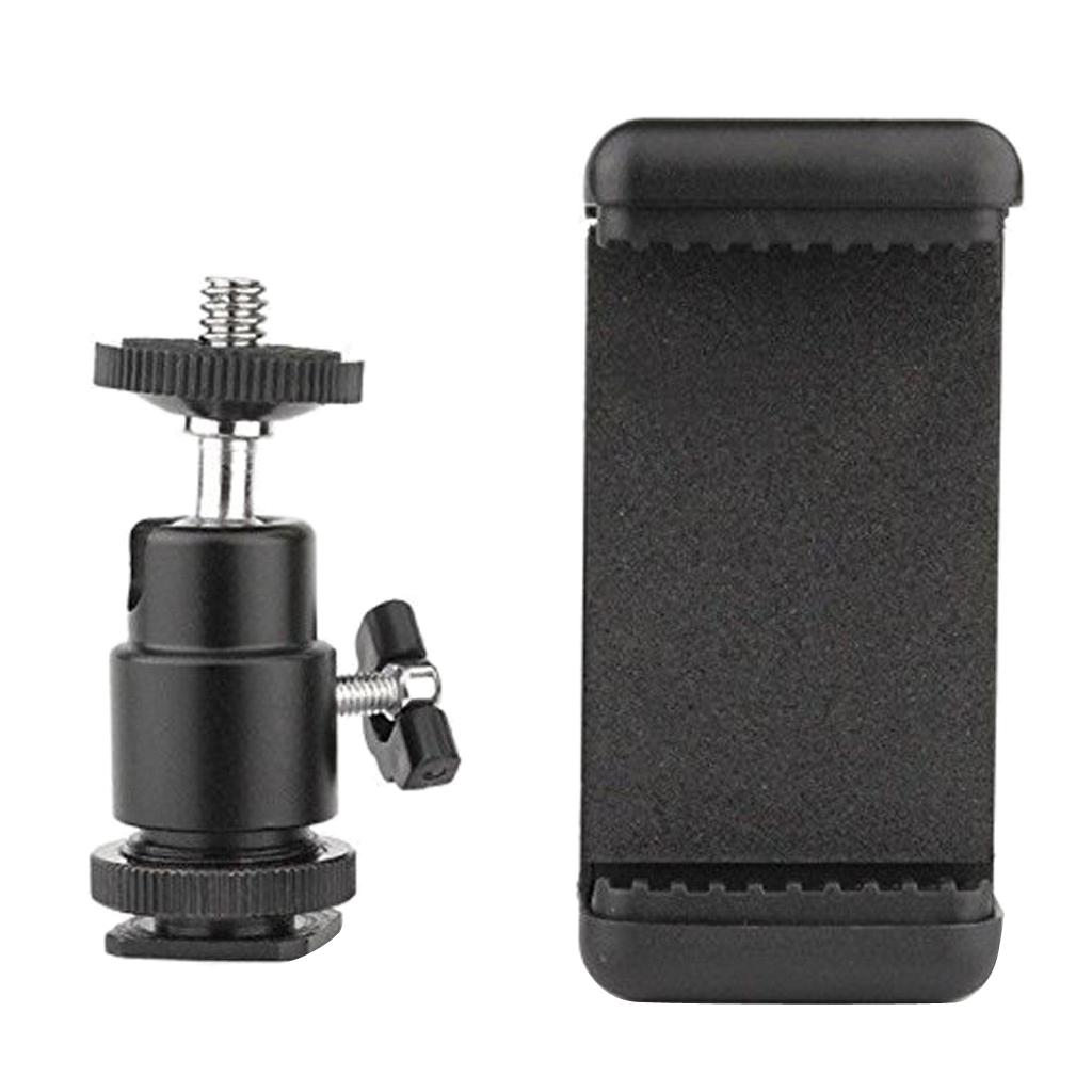 Phone Clip Holder + Ball Head Hot Shoe Adapter Mount For Nikon DSLR Camera