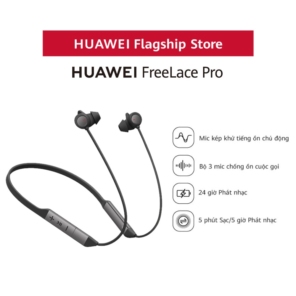 Tai Nghe Huawei Freelace Pro | Mic Kép Chống Ồn Chủ Động | Chế Độ Nhận Dạng Môi Trường Xung Quanh | Kêt Nối Với Thế Giới | Driver 14mm Âm Thanh Mạnh Mẽ | Hàng Chính Hãng - Đen Khói