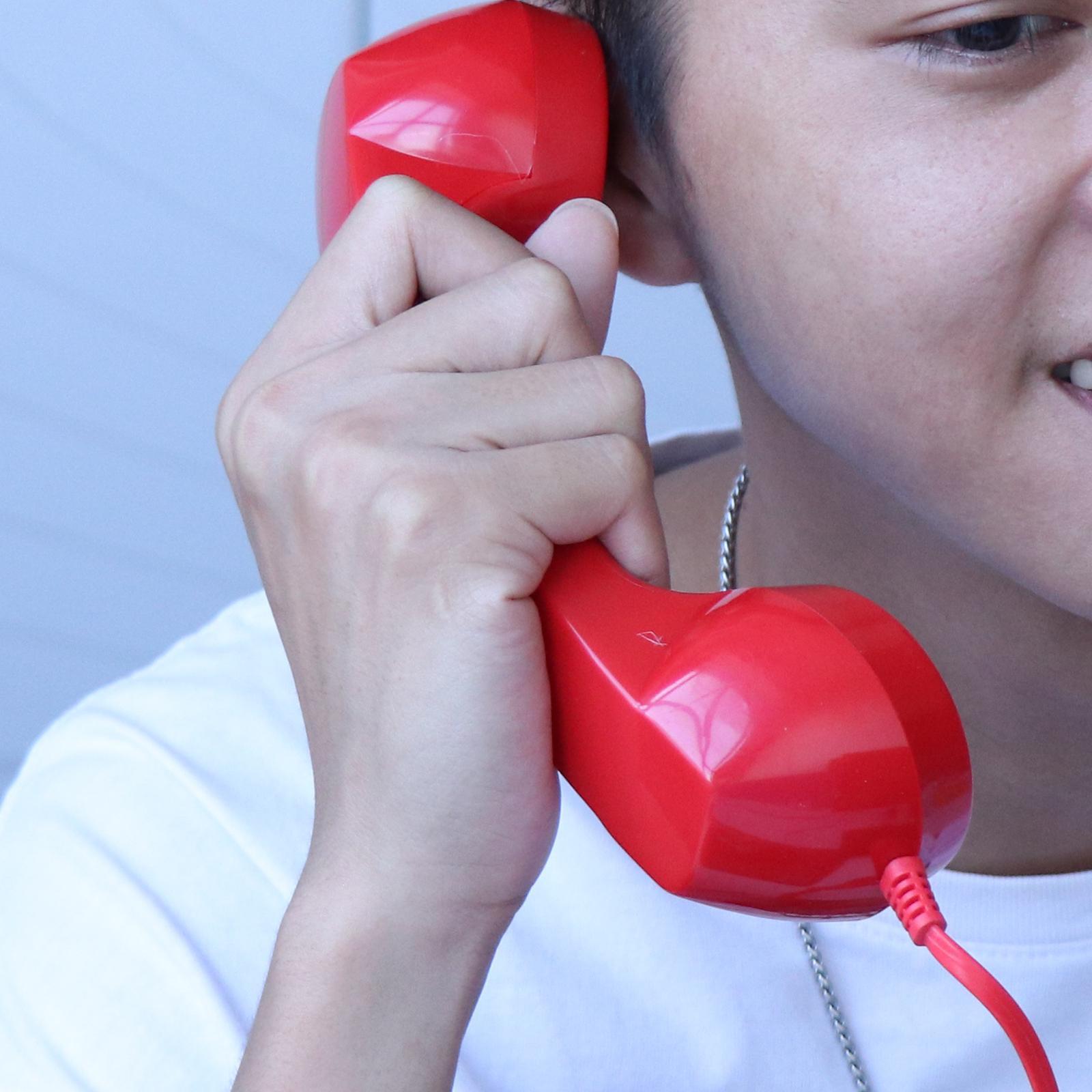 3.5mm Mic  Telephone Handset Phone Classic Receiver Red