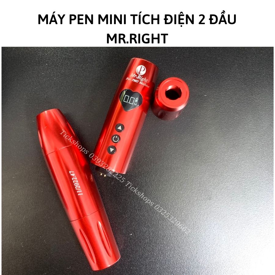 MÁY phun xăm PEN MINI 2 đầu TÍCH ĐIỆN  MR.RIGHT