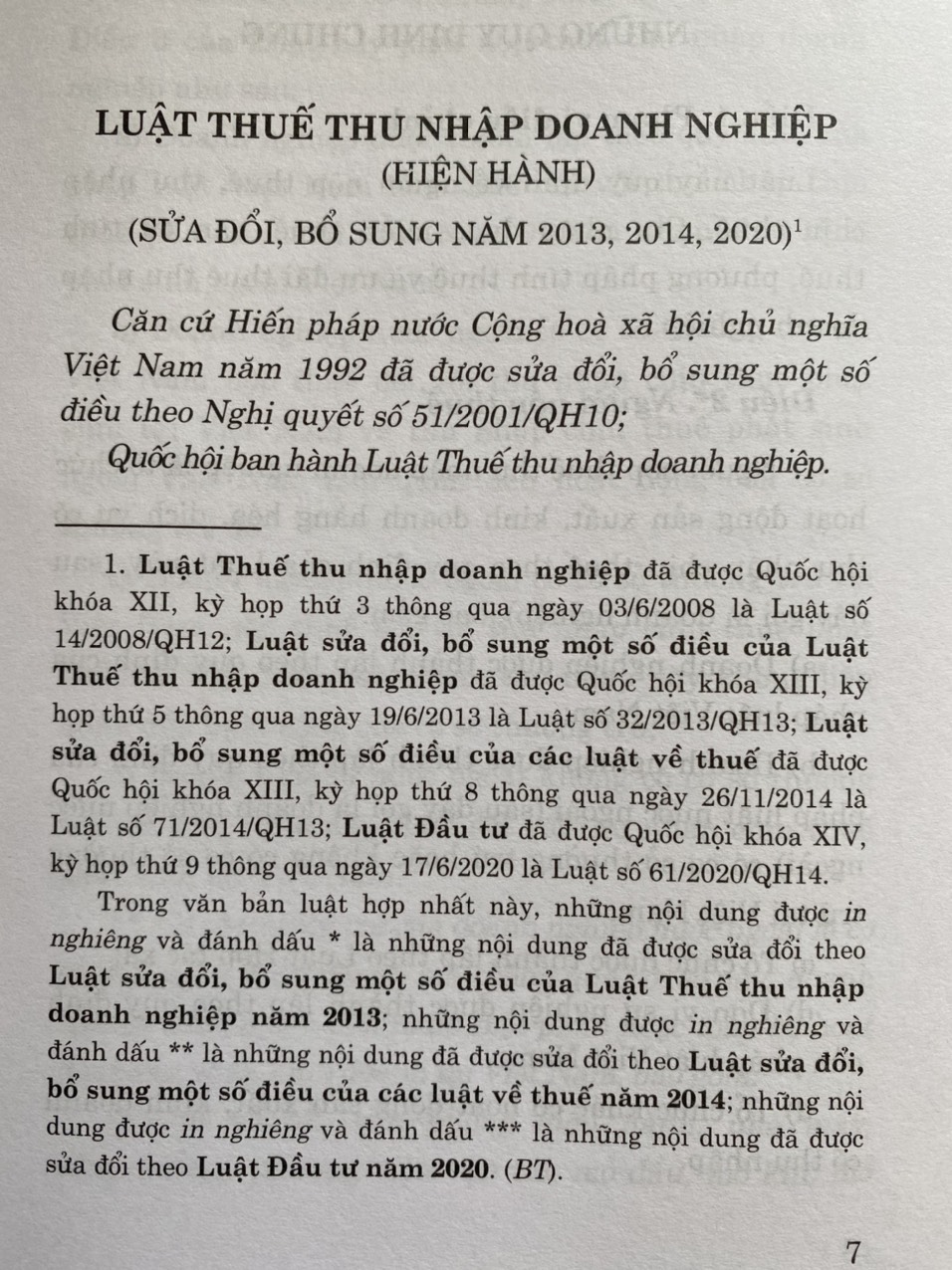 Luật Thuế Thu Nhập Doanh Nghiệp (hiện hành) (sửa đổi, bổ sung năm 2013, 2014, 2020)