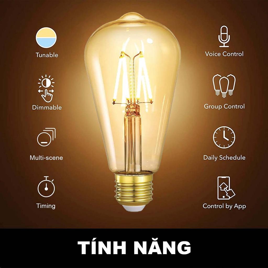 Bóng đèn led dây tóc HUEPRESS Bluetooth Mesh Filament Bulb ST64 đui E27 4W 2700K-6500K Edison vintage