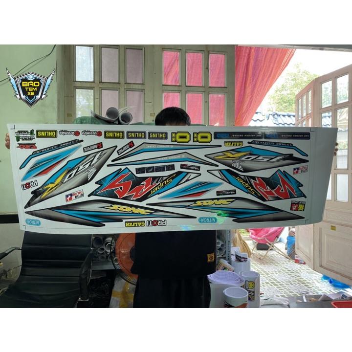 Tem rời dán xe sonic 150 xanh đen RS