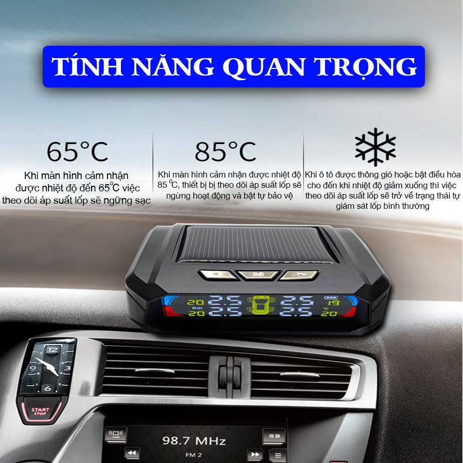 Cảm Biến Áp Suất Lốp Ô Tô Van Ngoài CAR365TMS38 Chính Hãng - Màn Hình Màu Thế Hệ Mới
