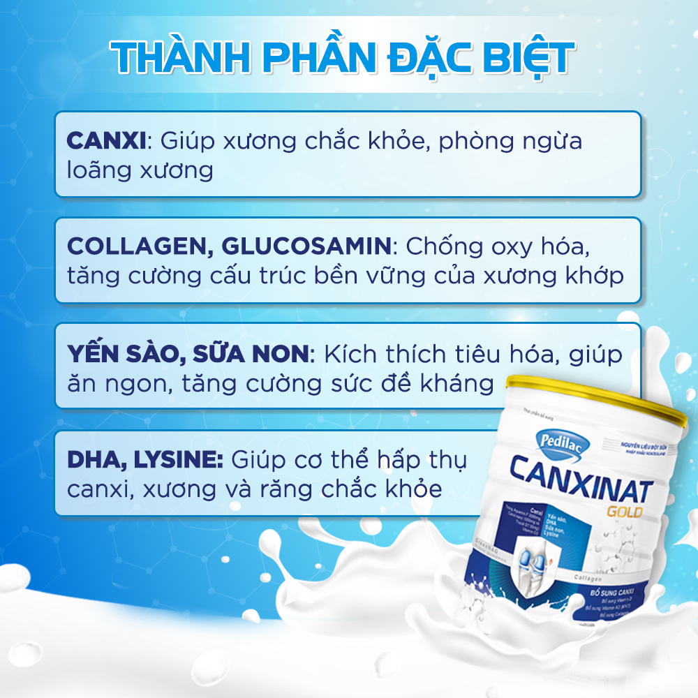 Sữa Bột Bổ Sung Canxi Giúp Xương Chắc Khỏe Phòng Ngừa Loãng Xương Pedilac Canxinat Gold - 900g/lon & 5góix45g