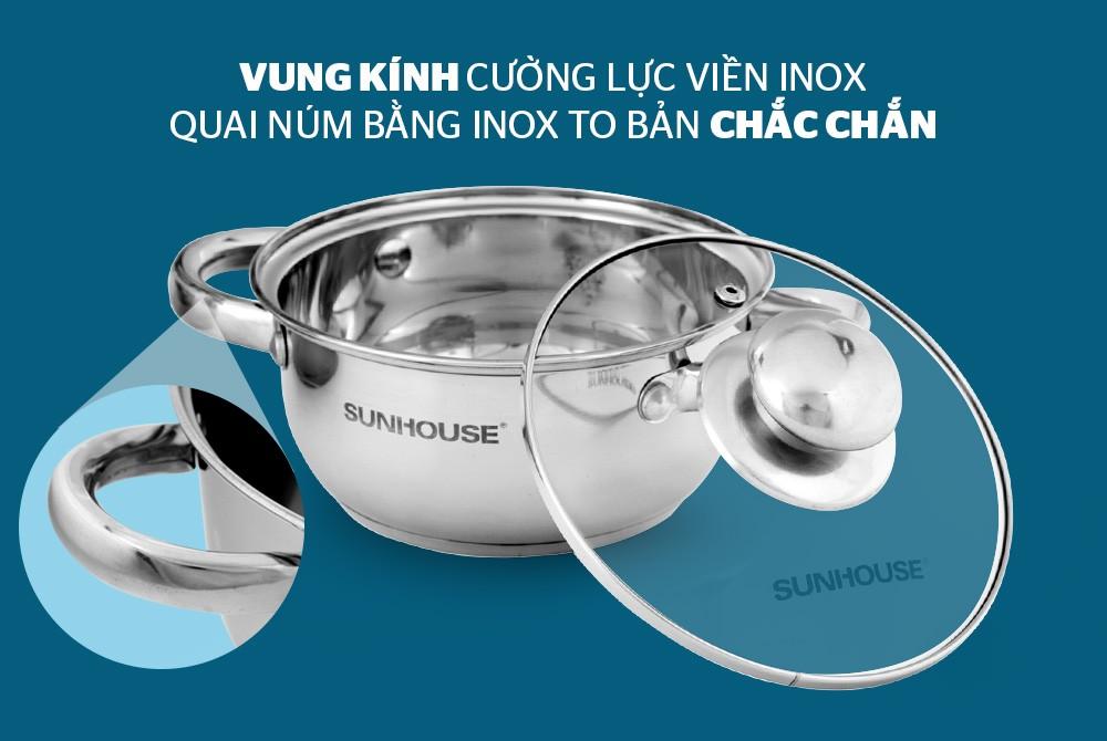 Bộ nồi 3 chiếc Inox 3 đáy Sunhouse SH334