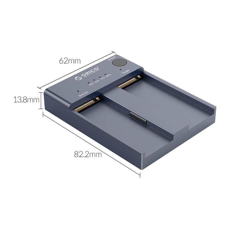 Đế Ổ Cứng 2 Khe Cắm SSD ORICO M2P2-C3-C-GY (Xám) NVME M.2 Tốc độ 10Gbps -Hàng Chính Hãng