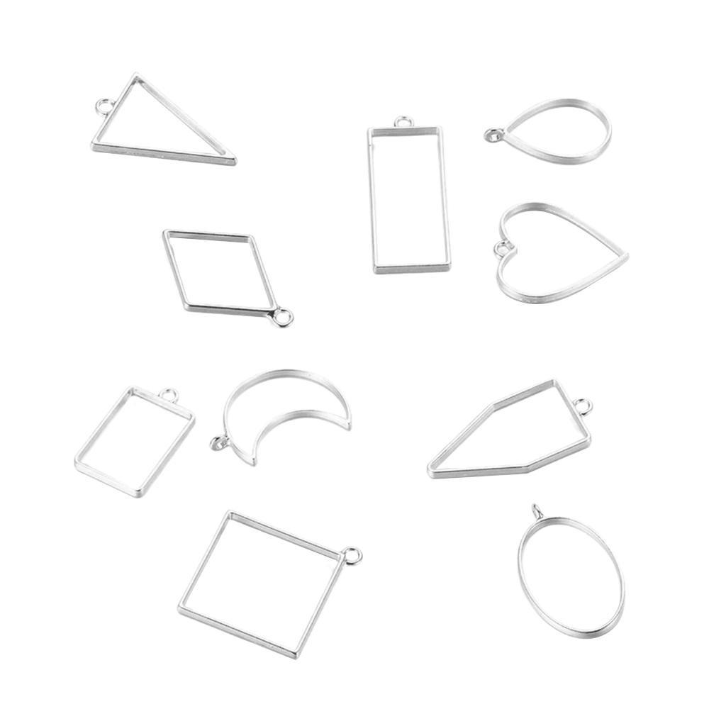 10x Geometric Hollow Charms Pendants Hanging Necklace DIY Jewelry Making