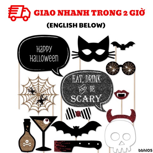 Bộ phụ kiện chụp hình Halloween màu đen bbhl05