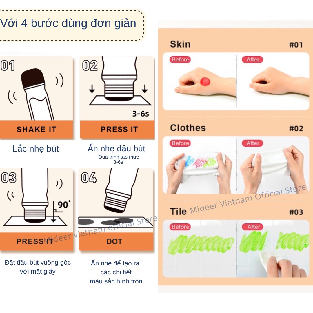 Bút chấm màu Dot cho bé Mideer Magic Dot Marker, Bút dạ nước cho bé 2,3,4,5 tuổi