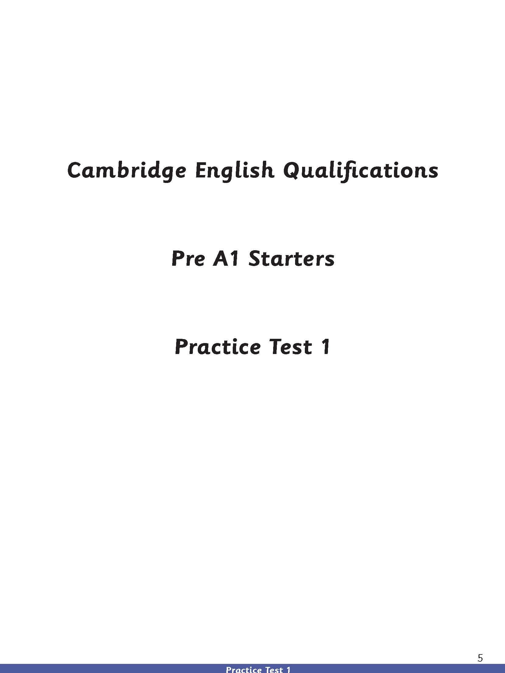 Pre A1 Starters - Practice Tests 1-5