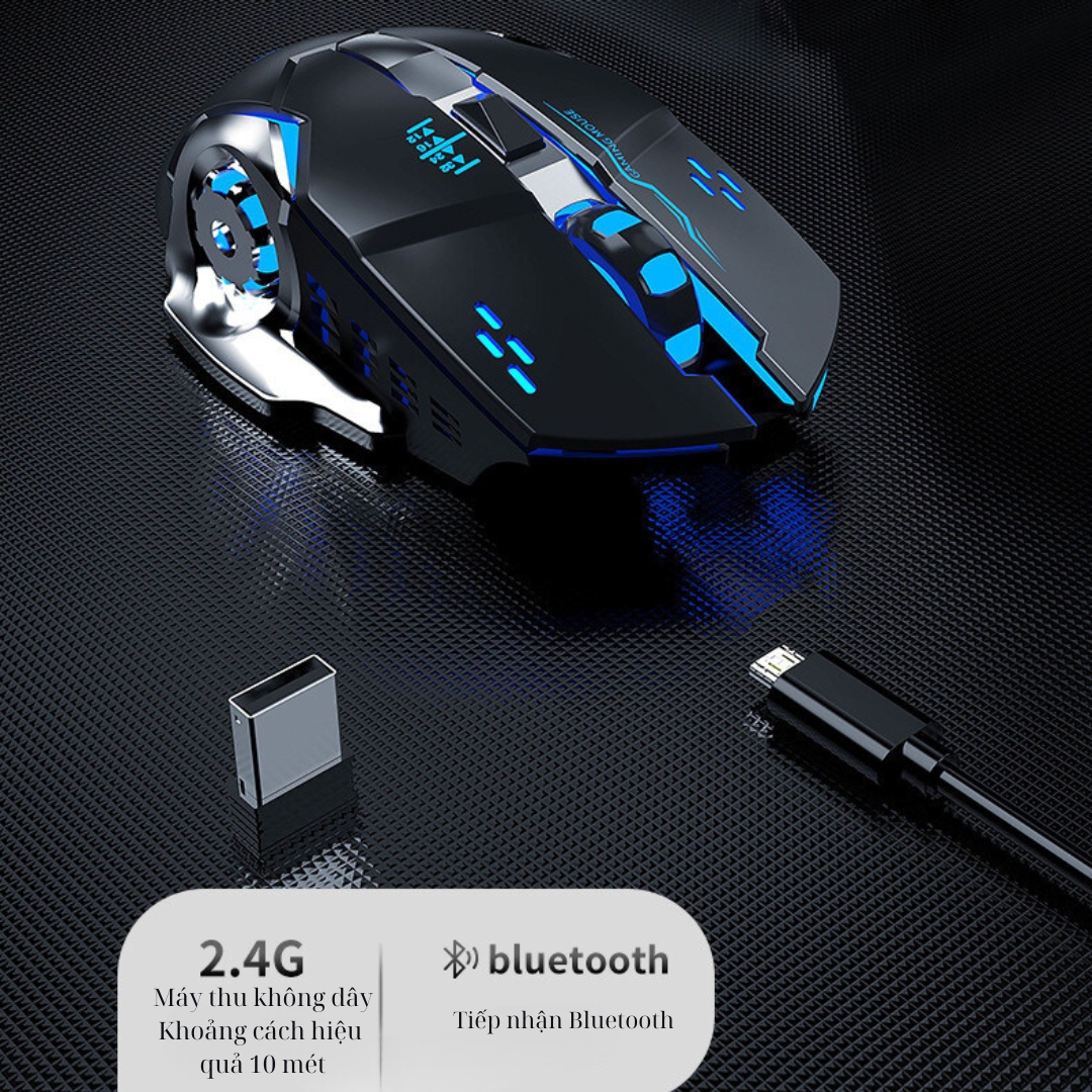 Chuột Không Dây Gaming SEASY G306, Đèn LED Thay Đổi Màu Sắc, Định Vị Chính Xác, Hai Chế Độ Bluetooth Và USB 2.4Ghz- Hàng Chính Hãng
