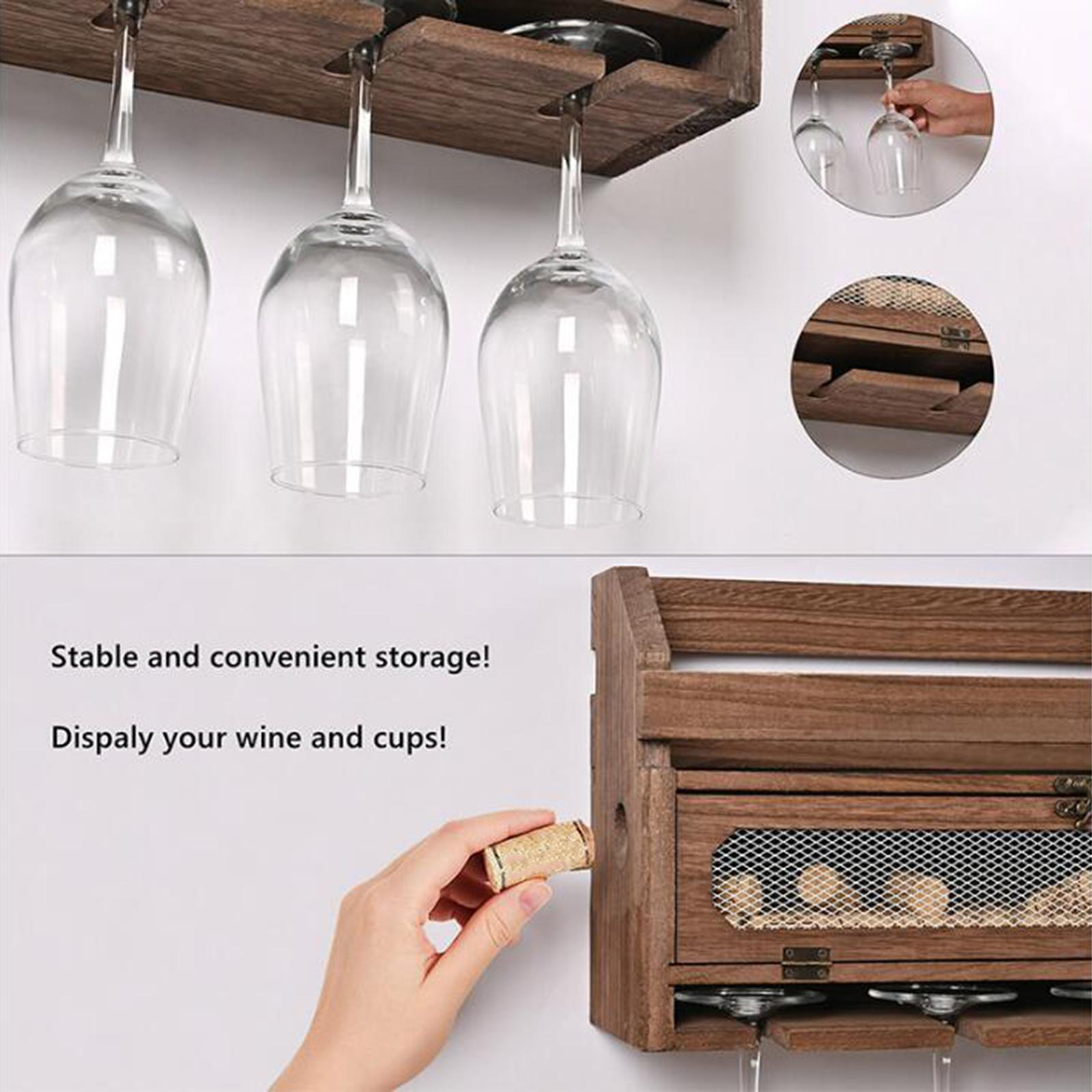 Wall Mounted Rack Glass Holder Storage Shelf Home & Kitchen Decor