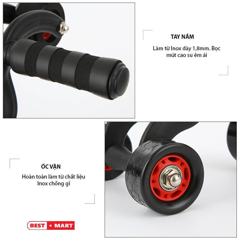 Con Lăn Tập Cơ Bụng 4 Bánh đa năng Tại Nhà Nam/Nữ siêu tiện lợi tặng kèm miếng thảm lót gối