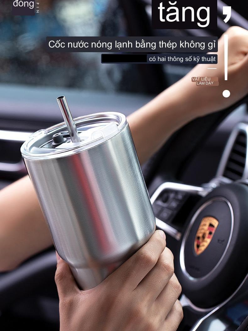 Ly giữ nhiệt 900ml sơn nhám inox 304 bình giữ nhiệt nóng lạnh, giữ nhiệt 20 giờ , tặng túi và bộ ống hút, 1 đổi 1