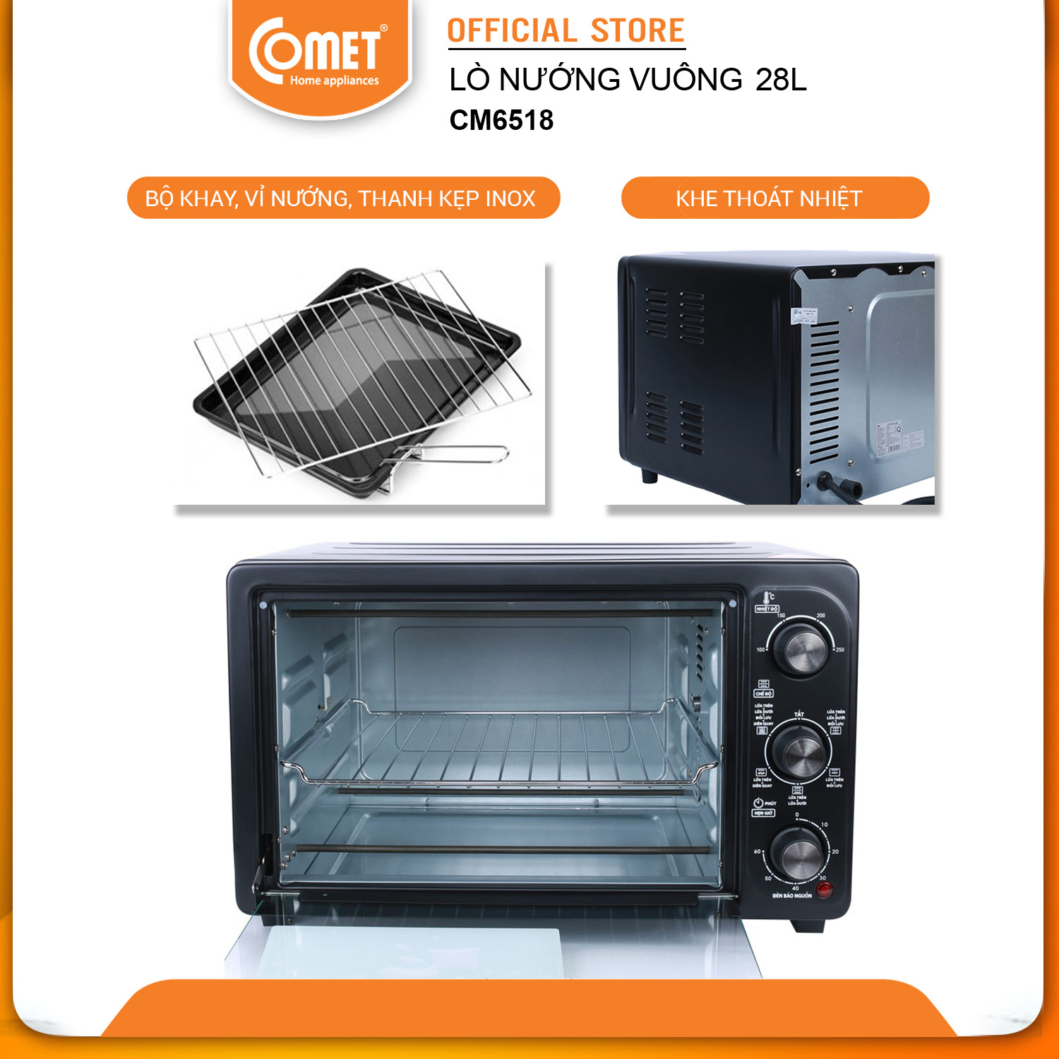 Lò Nướng Điện Đa Năng Comet CM6518 - Hàng Chính Hãng