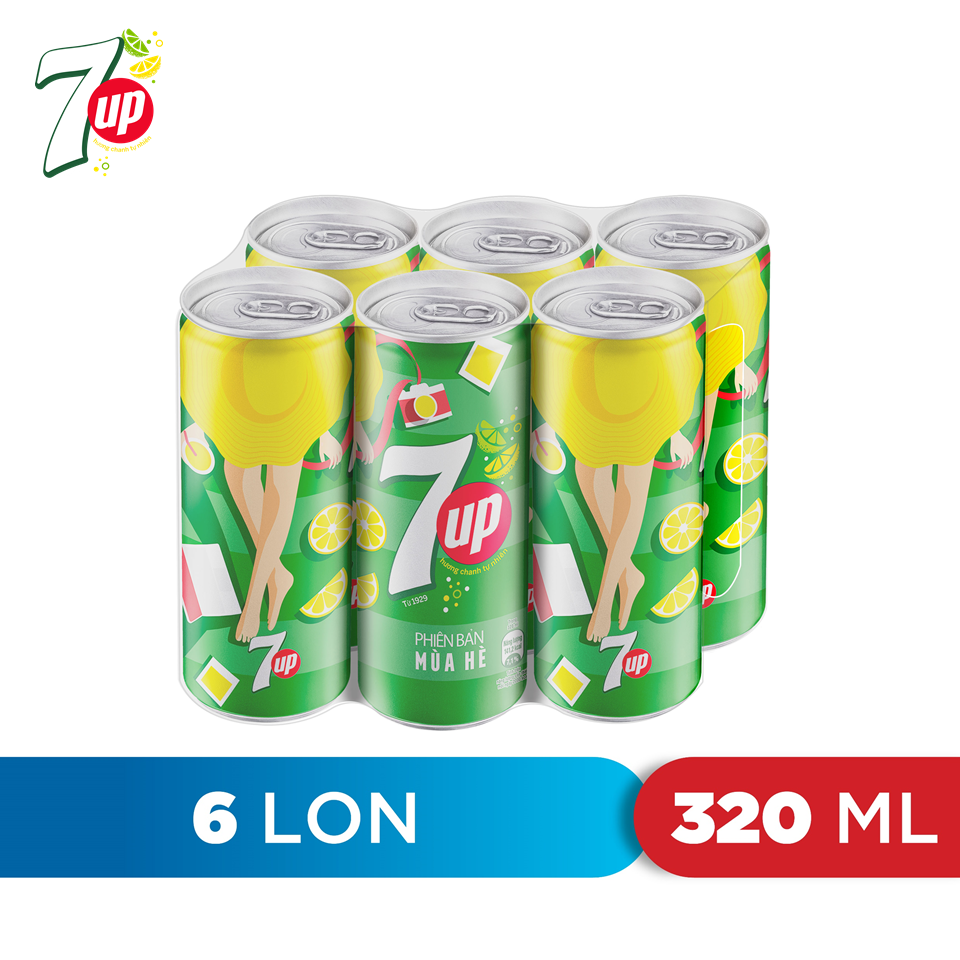 Lốc 6 Lon Nước Ngọt Có Gaz 7Up (320ml/lon)