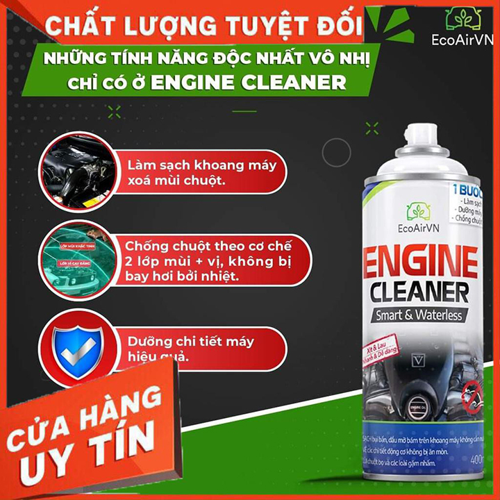 Bình Xịt Chống Chuột Ô Tô Engine Cleaner 400ml - Chai Xịt Đuổi Chuột Hiệu Quả 99%, Bảo Dưỡng Khoang Máy, Làm Sạch Bề Mặt Động Cơ 3 Trong 1