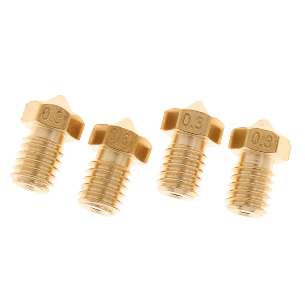 4 Pack 0.3mm 3D Printer Replace Brass 1.75mm Filaments Extruder Nozzle Print Head