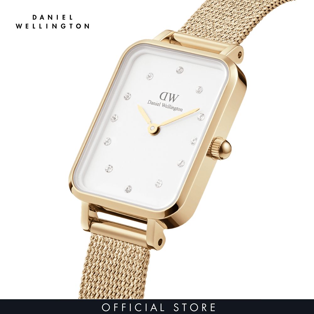 Đồng hồ Nữ Daniel Wellington Lưới - Quadro 20X26 Pressed Evergold Lumine G White 20x26 mm DW00100599