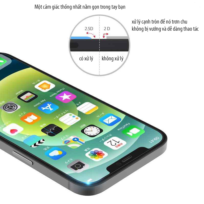 Kính cường lực iPhone 12 MINI chống xước chống bám vân tay độ cứng cao 9h cho iphone 12 MINI