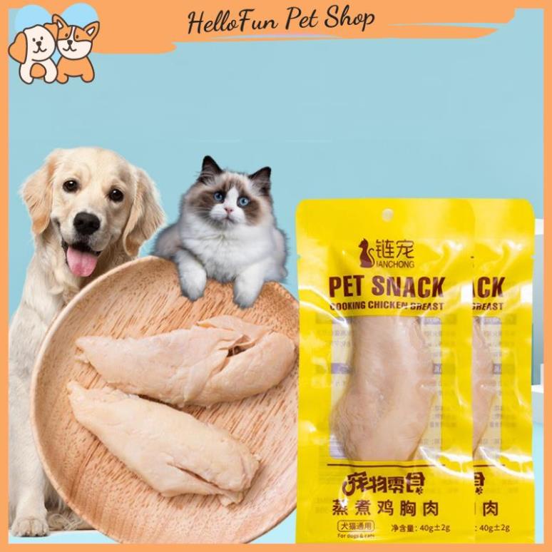 Ức gà hấp ăn liền cho chó mèo - Ức gà Pet Snack, Real Chicken, Masti cho thú cưng (40g)