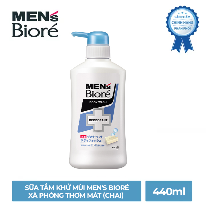 Sữa Tắm Khử Mùi Men's Bioré - Xà Phòng Thơm Mát (Chai) 440ml