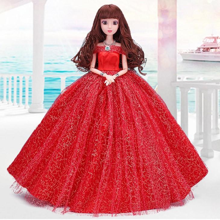 Búp Bê 12 Khớp Cô Dâu Xinh Đẹp Đỏ Tặng 03 Váy Ngắn