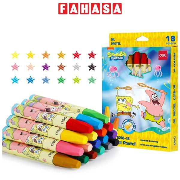 Hộp 18 Bút Sáp Dầu - Hình Bọt Biển Spongebob - Deli C218-18