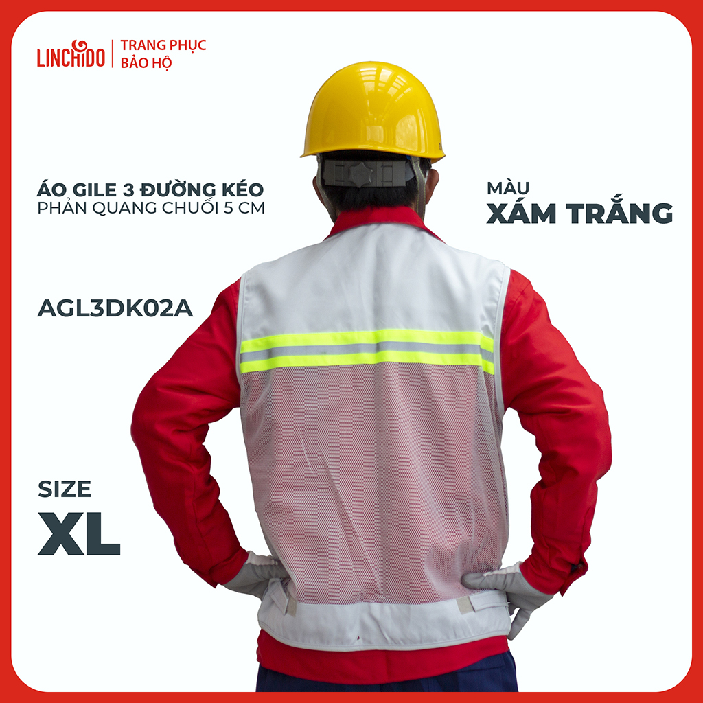 Áo Gile Kỹ Sư, Giám Sát Công Trình, Bảo Hộ Lao Động, 3 Đường Kéo, 6 Túi - Mã AGL3DK02A