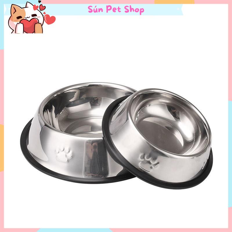 Bát ăn Inox cho chó mèo, có đế cao su chống trơn trượt