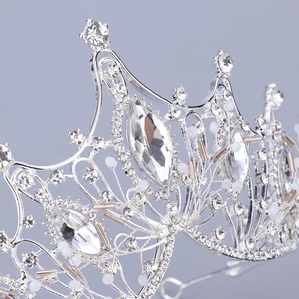 Silver Rhinestone Tiara for Bridal Wedding Exquisite Headwear Crystal Crown