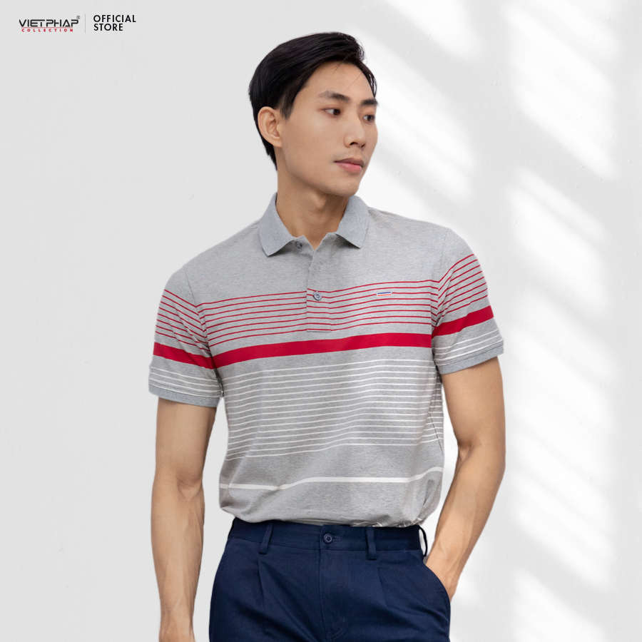 Áo Polo Nam VIỆT PHÁP Form Luxury - Thun 4 Chiều Sọc , lịch lãm, sang trọng 2100