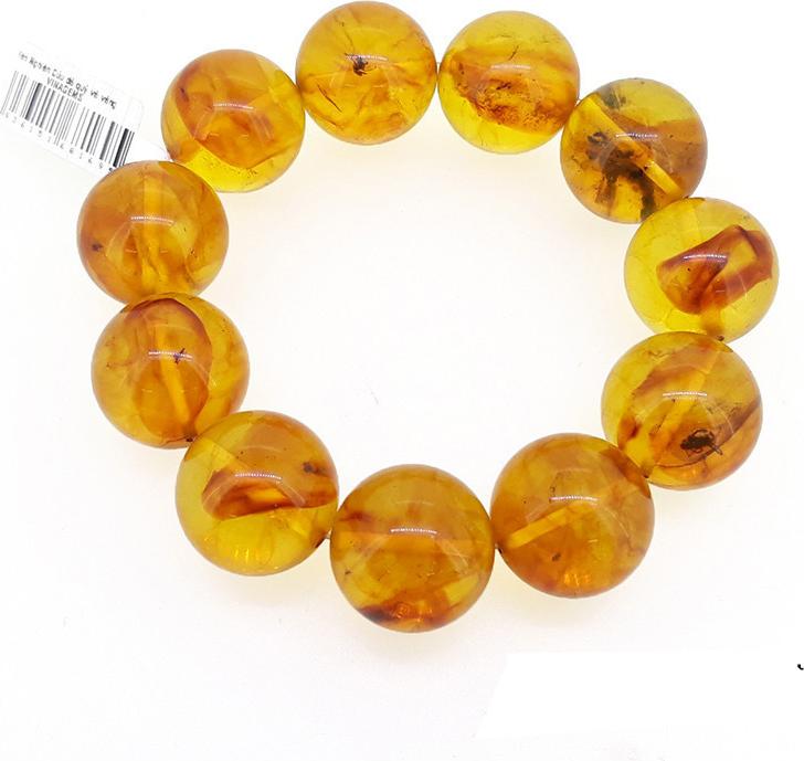 Vòng tay hổ phách (amber) Baltic 20mm - HP121