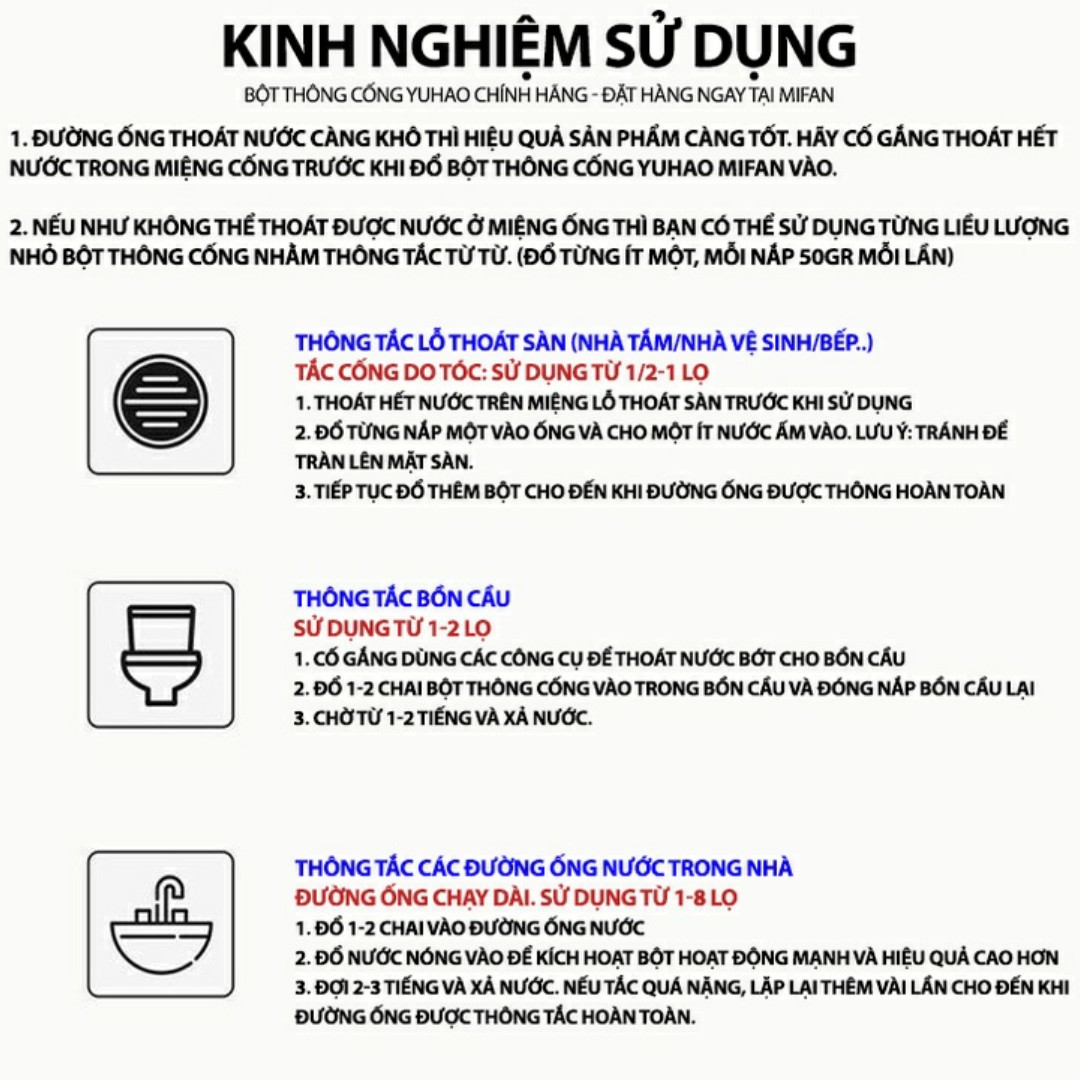 Bột Thông Bồn Cầu, Thông Tắc Ngẽn Cống, Lavabo. Loại Mạnh Xử Lý Triệt Để Nhanh Chóng - Hàng Loại 1 - CHính Hãng MINIIN