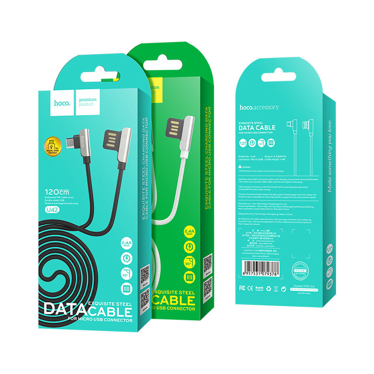 Cáp sạc Hoco U42 micro USB 1,2m Hàng chính hãng