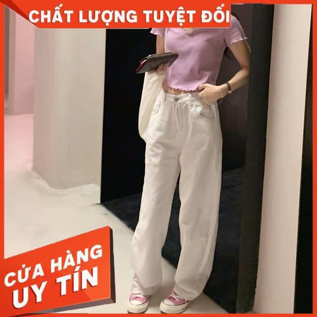 Quần ống rộng jeans trắng vải đẹp - ảnh thật shop chụp