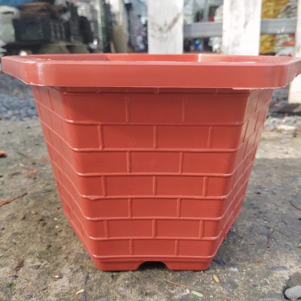 5 Chậu nhựa lục giác FA480 đỏ vân gạch dày loại 1